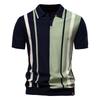 Summer Cross-Border New Men'S Lapel Short-Sleeved Knitted Polo Striped Splicing European Size Short-Sleeved Polo Shirt Men'S