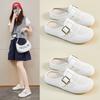 Новые летние маленькие белые туфли корейского стиля для девушек-студенток, ленивых людей, педали, полуподдержка, повседневная обувь Street Shot