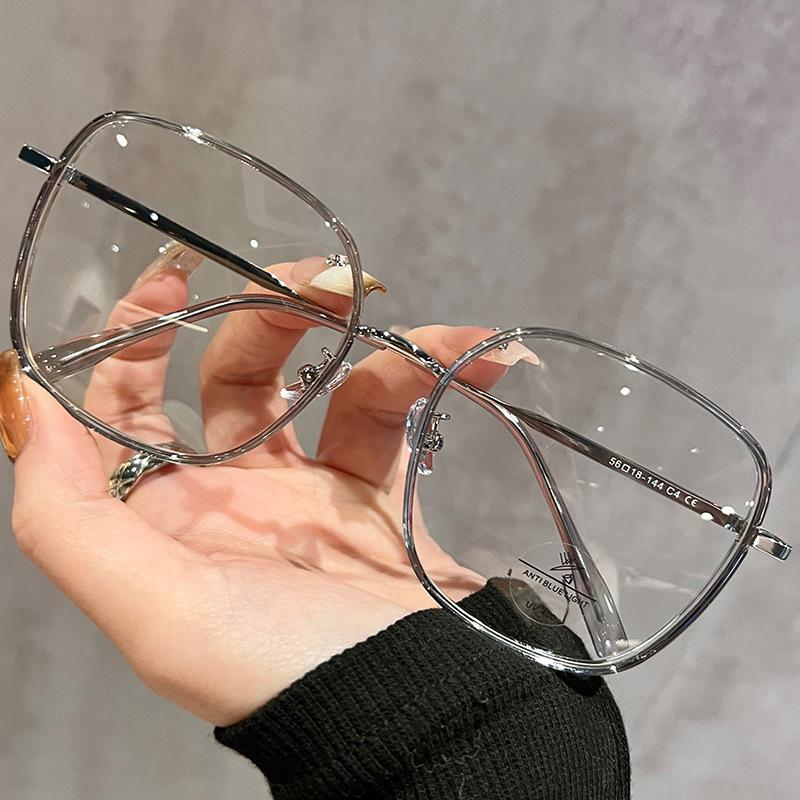 Retro Square Large-Frame Plain-Colored Anti-Blue-Light Glasses Myopia Glasses For Men And Women Mh9060