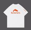 Экспортный набор рыболовных снастей уличного стиля бренда "SIMMS", изготовленный из чистого хлопка, с дизайном в культурном стиле, с круглым вырезом и короткими рукавами