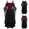 Women's Fashion Halloween Performance Costume Vintage Gothic Solid Colour Patchwork Dresses