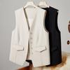 Women Single Breasted Sleeveless Vest Open Front Office Work Blazer Casual V