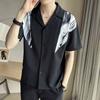Notched Fashion Simple Hot Selling Versatile Men's Clothing Solid Color Shirts Print Tops Summer Short Sleeve Casual