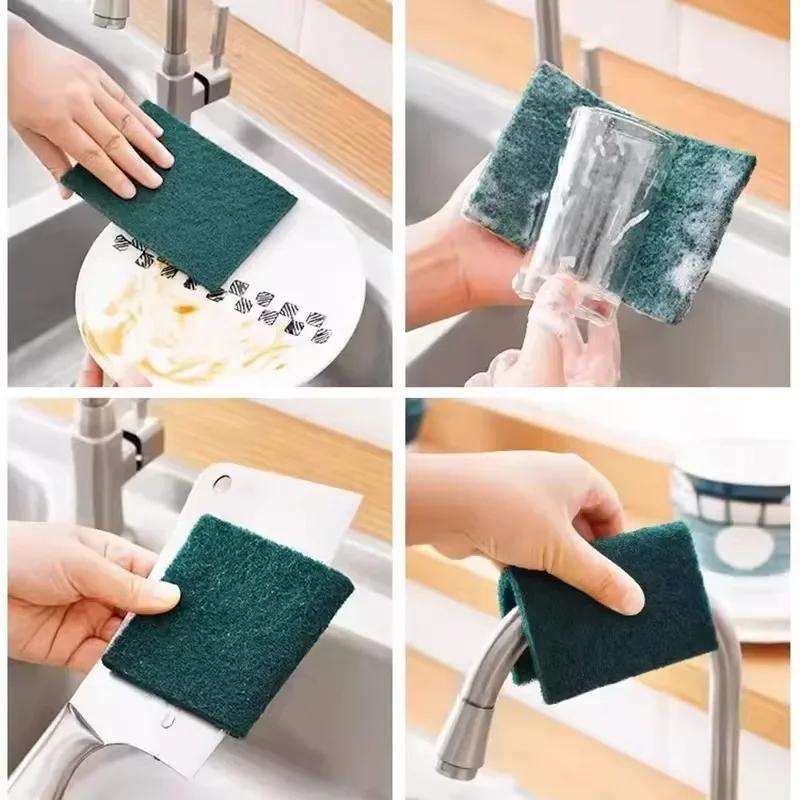 10/20/30PCS Scrub Pads Household Kitchen Oil Removal Dishwashing Pot Pads Scratch Free Multipurpose Reusable Cleaning Dishrag