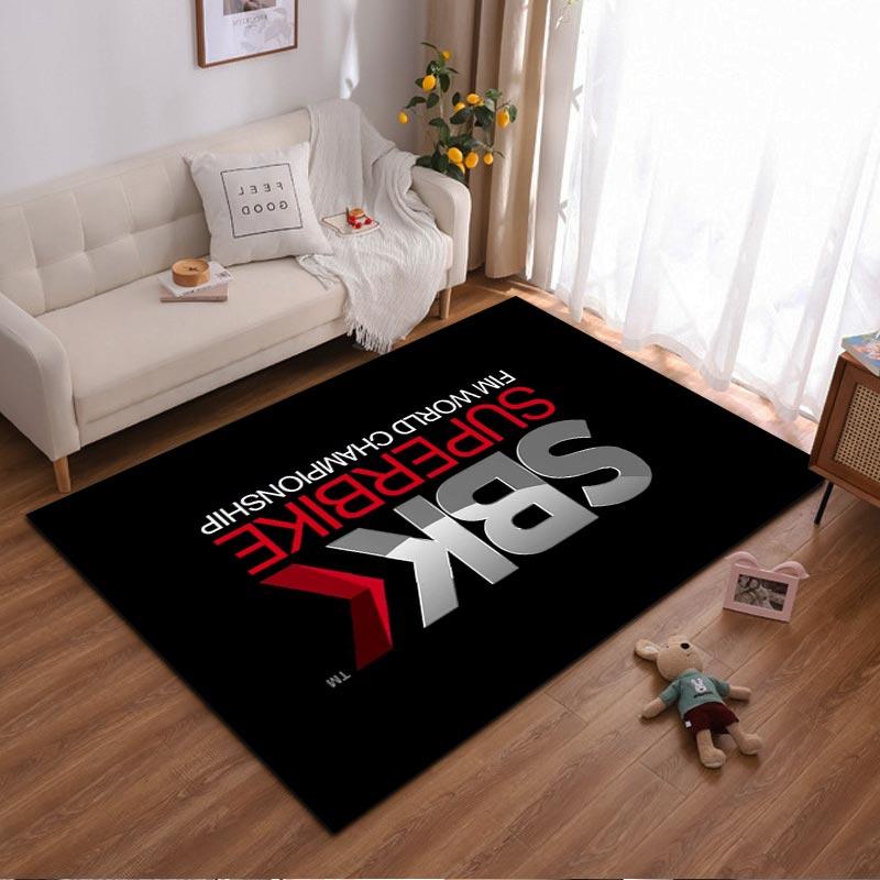 SBK Superbike World Championship Logo Decorative Black Carpet Rug Suitable for use as an anti-slip for living room bedroom sofas