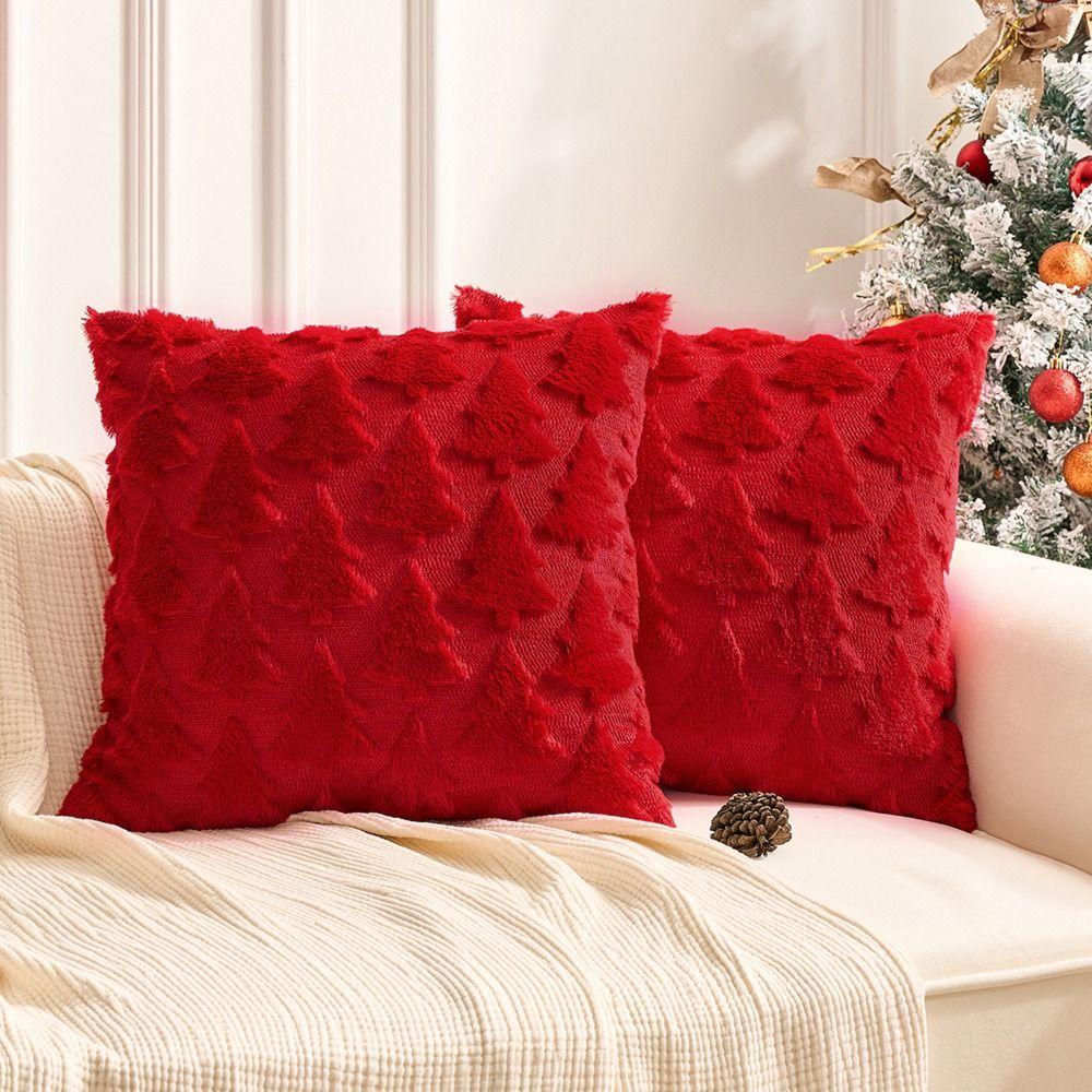 3D Pattern Pillow Case Christmas Tree Cushion Cover Christmas Plush Pillowcase Living Room/Office