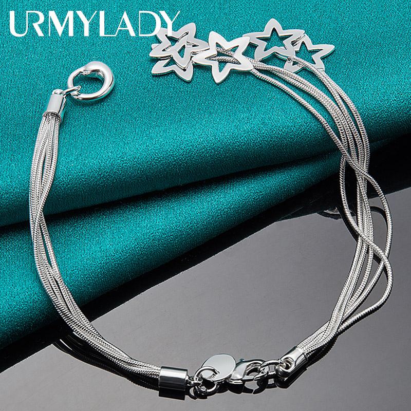 Браслет-цепочка из стерлингового серебра 925 пробы со звездами и пятью змеями для женщин, модные очаровательные ювелирные изделия для свадебной вечеринки