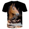 Повседневная мужская 3D-футболка с изображением лошадей на день рождения | Черная летняя мужская футболка унисекс с принтом животных, круглый вырез, 3D, большой размер, повседневная одежда с коротким рукавом