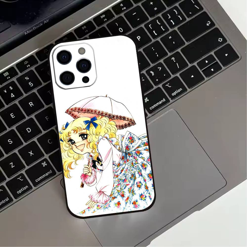 Anime Candy Candy Phone Case For iPhone 17,16,15,14,13,12,11 Plus,Pro Max,XS,Soft Silicone Black Cover