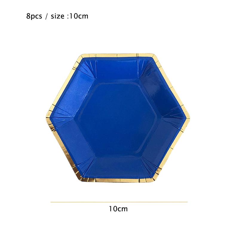 Одноразовая посуда голубого цвета, бумажные тарелки для вечеринок, стаканчики, трубочки, сувениры для детского душа, товары для дня рождения, золотые украшения для вечеринок, карнавала, свадьбы
