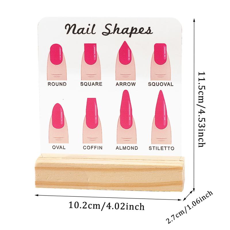 Transparent Acrylic Board Wood Base With Diamond Nail Shapes Display Board Nails Art Prop Desktop Nail Art Works Show Board