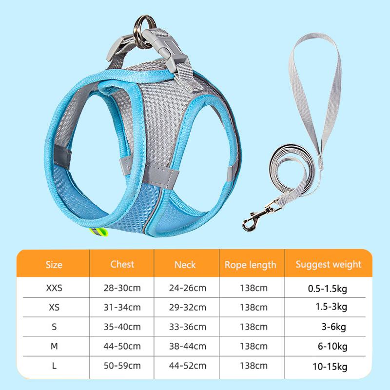 New cat vest-style chest strap dog reflective breathable leash small and medium-sized dog walking leash pet supplies