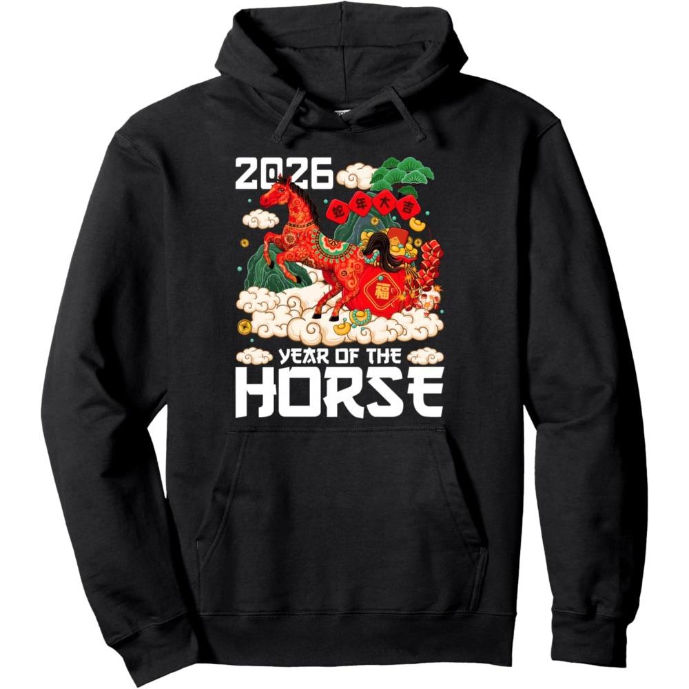 Year of The Horse 2026 Happy Chinese Lunar New Year 2026 Pullover Women Hoodie Oversized Hoodie Ropa De Mujer Sweatshirt