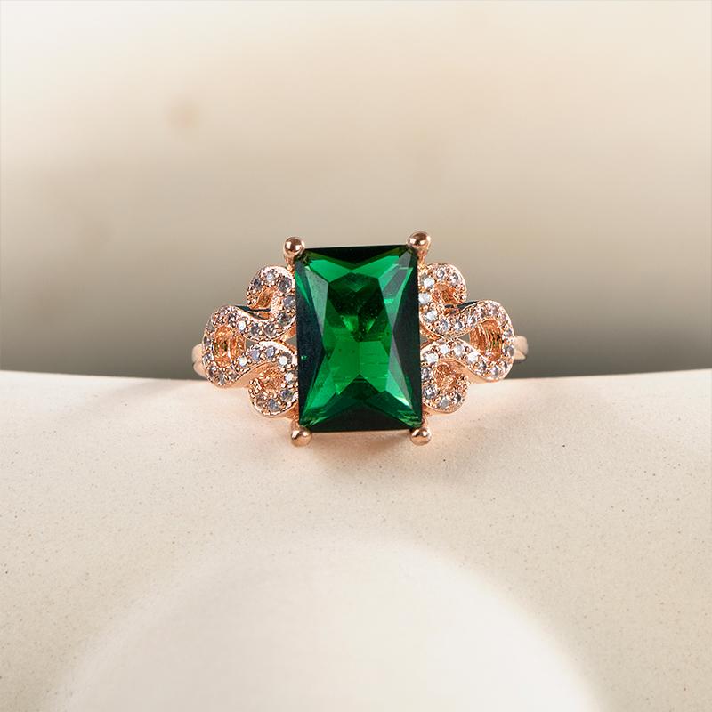 BELLA BOX Женское кольцо с зеленым камнем Cz, цвет розового золота, подарок на годовщину для очаровательных женских колец
