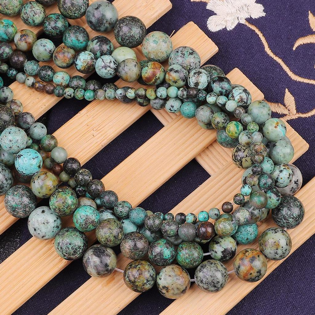 Натуральный камень африканская бирюза круглые свободные бусины для изготовления ювелирных изделий браслет своими руками