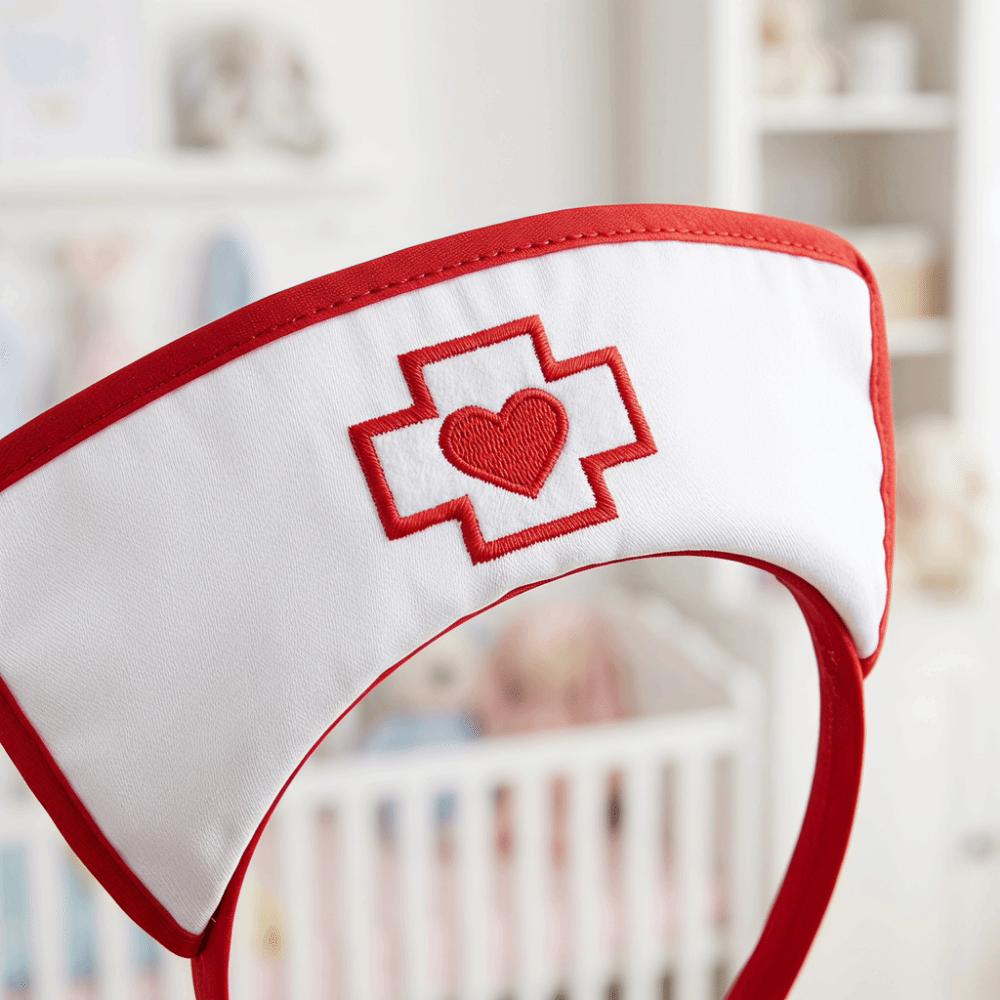 Ruffle Fringe Edge Nurse Costume Accessories Red Cross with Heart Nurse Headband Halloween Party