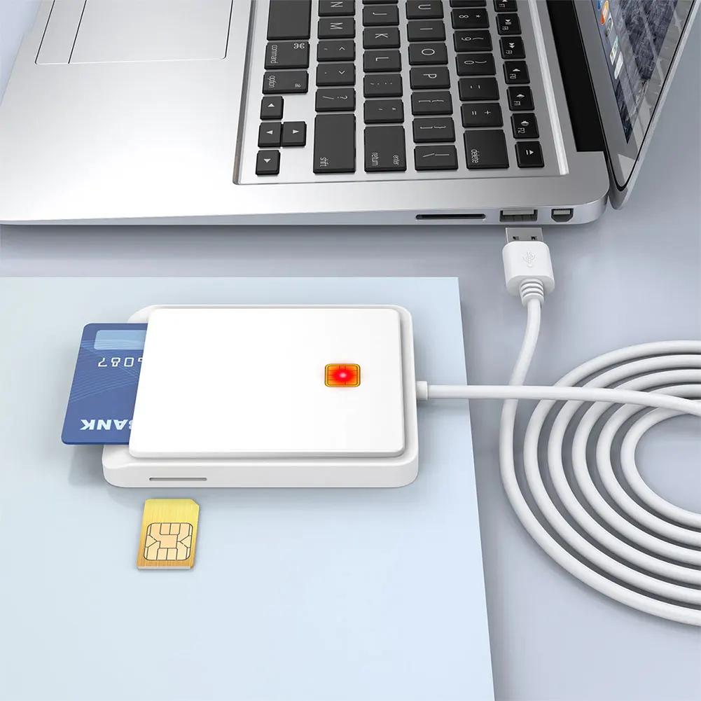 USB 2.0 Устройство для чтения смарт-карт с поддержкой горячей замены памяти для ID-карт, банковских карт, SIM-карт, CAC-карт, Клонер, Разъем-адаптер для Windows 7/8/8.1/10
