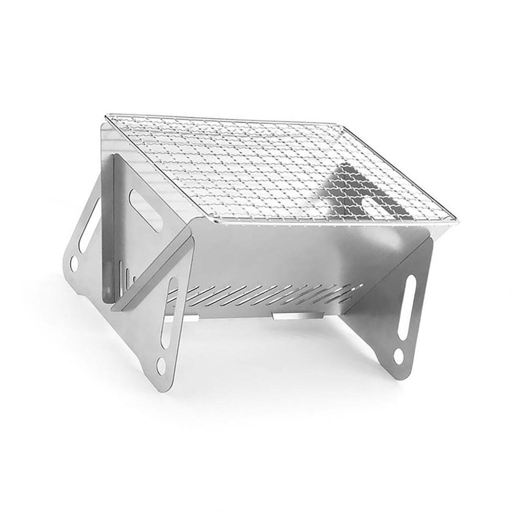 Foldable Barbecue Oven with BBQ Grill Stainless Steel Charcoal Oven for Outdoor Camping 210x160x125mm