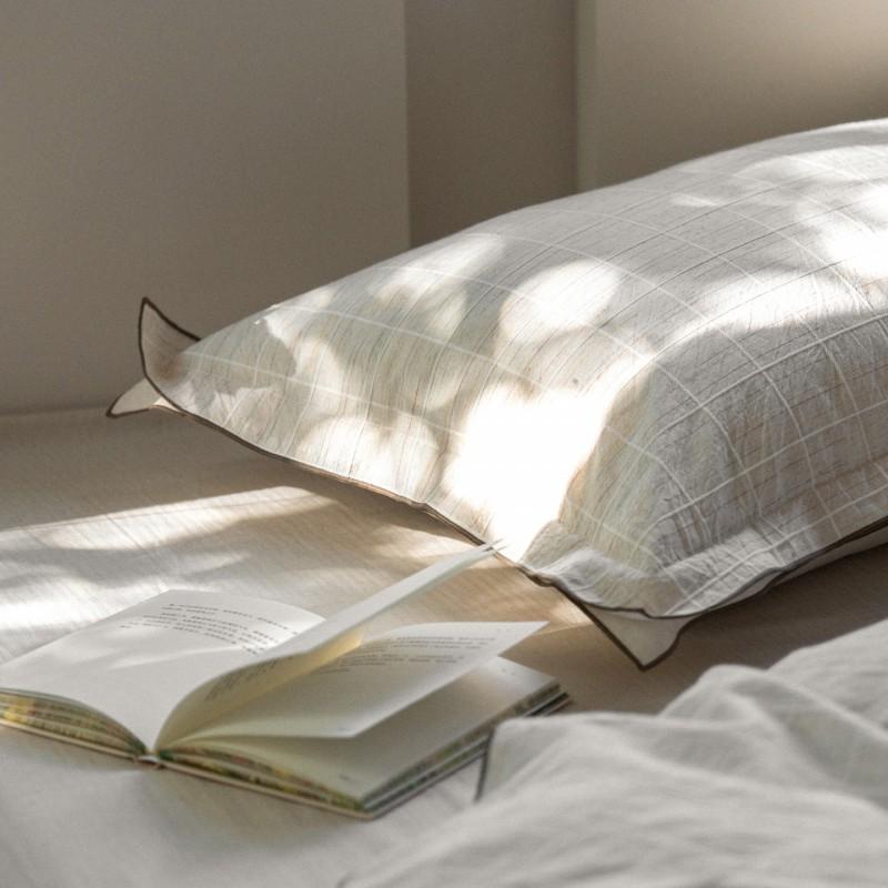 Washed Cotton Linen Pillowcase Set 48x74cm Pure Japanese Style Bedding Single Double Bed