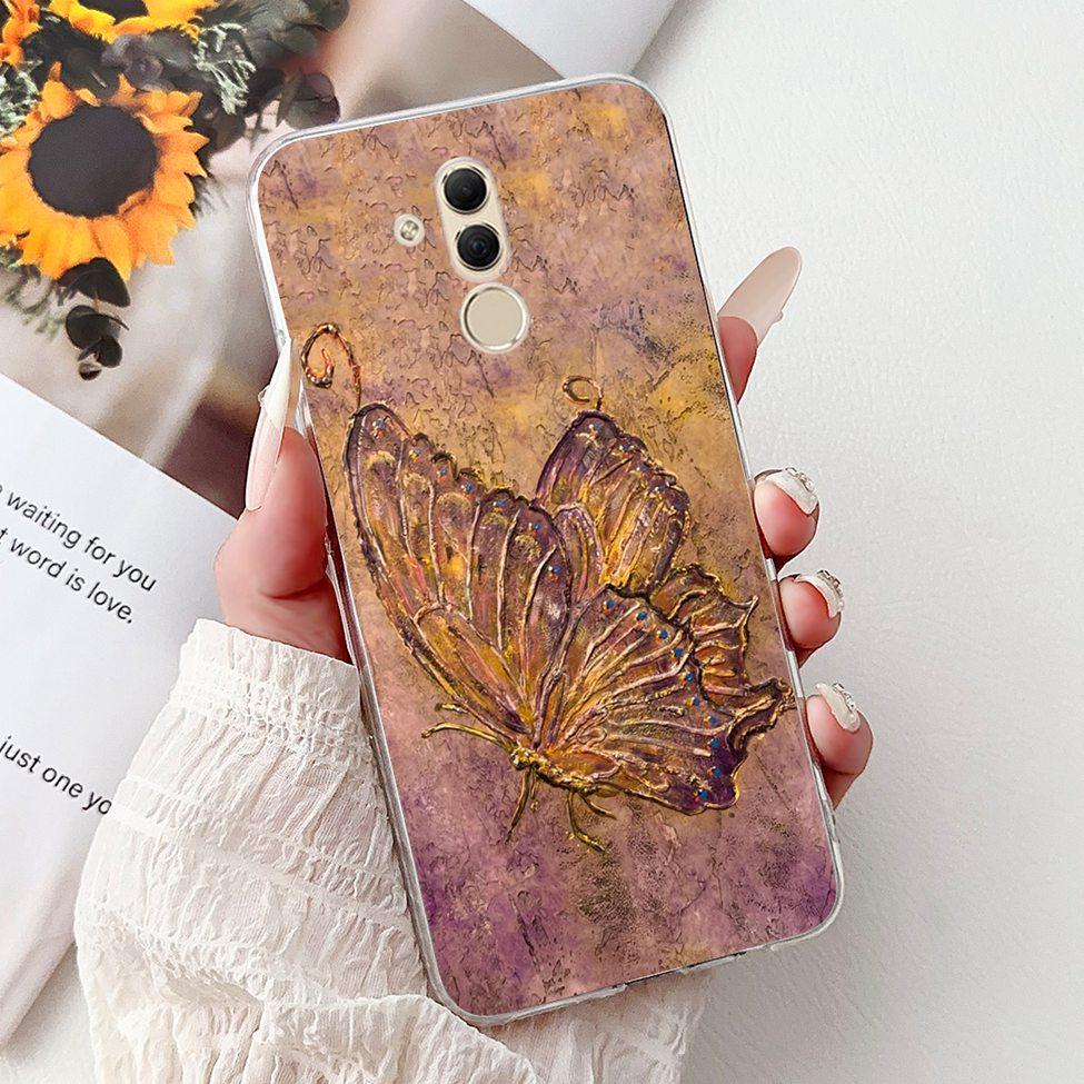 Clear For Huawei Mate 20Lite SNE-LX3 INE-LX2 Back Cover For Huawei Mate 20 Lite Case Cute Cartoon Cat Luxury Flowers Funny Funda