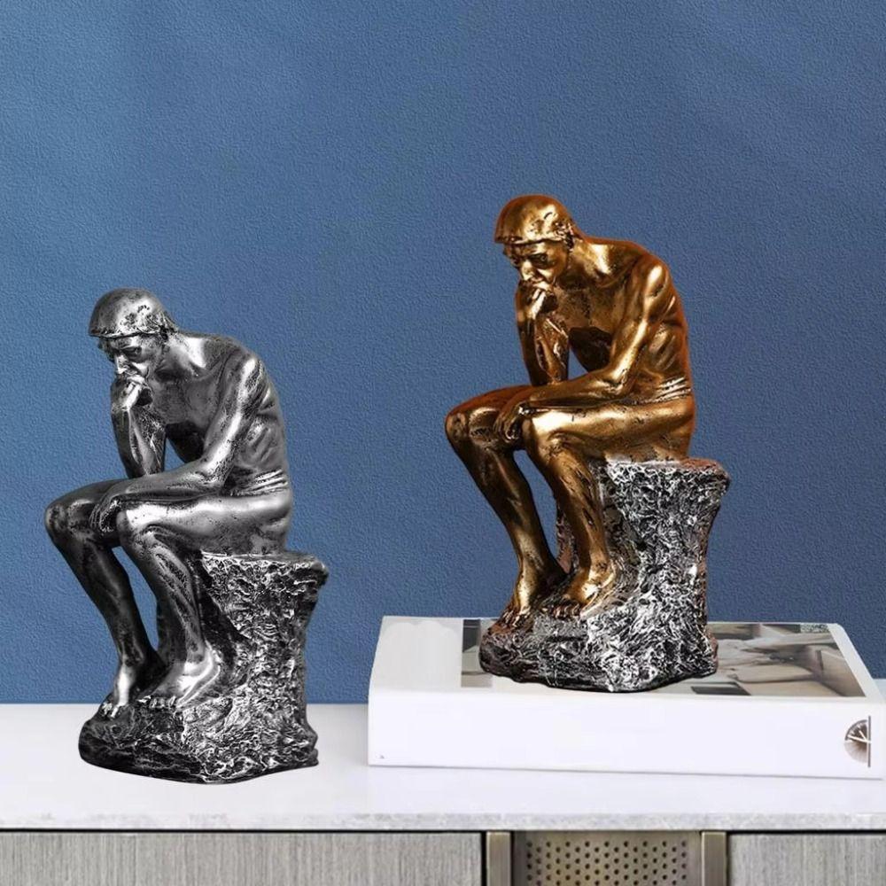 European Style Thinker Sitting Resin Sculpture Kawaii Thinker Doll Toy Office