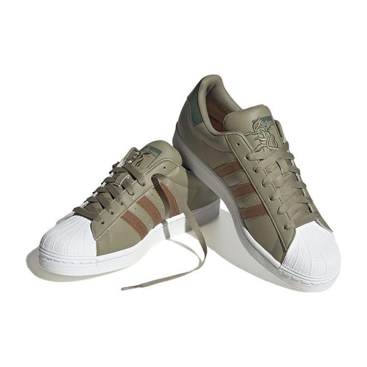 Adidas Оригинальные кроссовки Superstar Casual с низким верхом, унисекс, зеленый/коричневый, GY0012