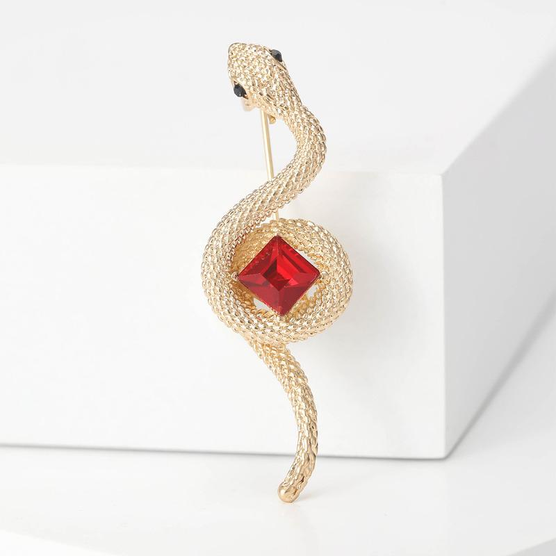 Роскошная зеленая красная хрустальная брошь в виде змеи для женщин и мужчин, значки в виде животных, повседневные украшения для вечеринок
