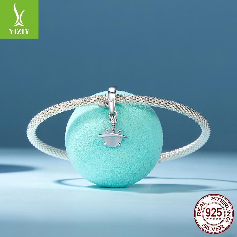 S925 Silver Planet Bead Pendant Personalized Diy Bracelet Beaded Accessories