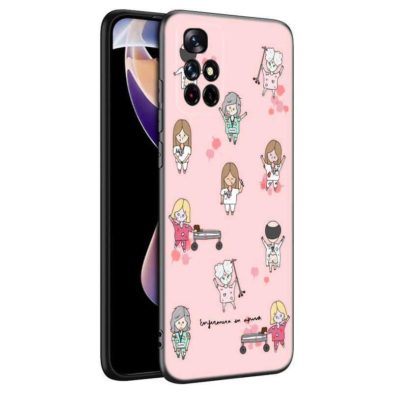 Чехол с изображением доктора и медсестры из мультфильма для Xiaomi Redmi Note 7 8 9 10 Lite 11 11E 11T 12 Pro 11S 4G 10T 5G 8T 9S 10S, черный чехол