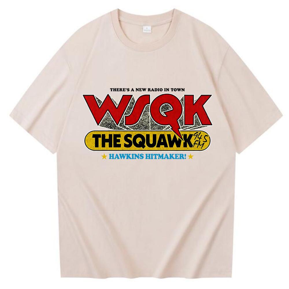 WSQK The Squawk 945 FM Футболка Летняя Мужская Женская Y2K Роскошная Мода Удобное Качество Оверсайз Футболка