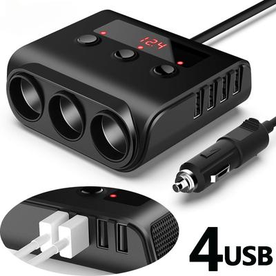 Разветвитель прикуривателя Powstation, зарядное устройство 120 Вт, 4 порта USB, автомобильное зарядное устройство, USB-зарядное устройство, порт типа C, автомобильный разветвитель розетки