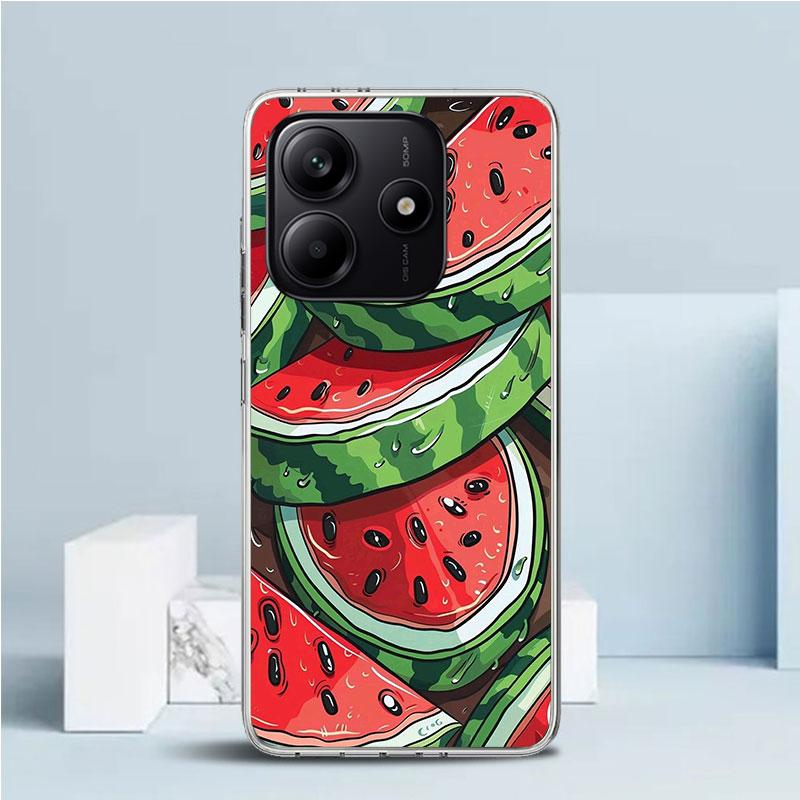 Летний арбузный чехол для телефона Xiaomi Redmi Note 15 14 14S 13 12S 12 Pro Plus 11S 11 11T 11E 10S 10 + Мягкая задняя крышка из ТПУ