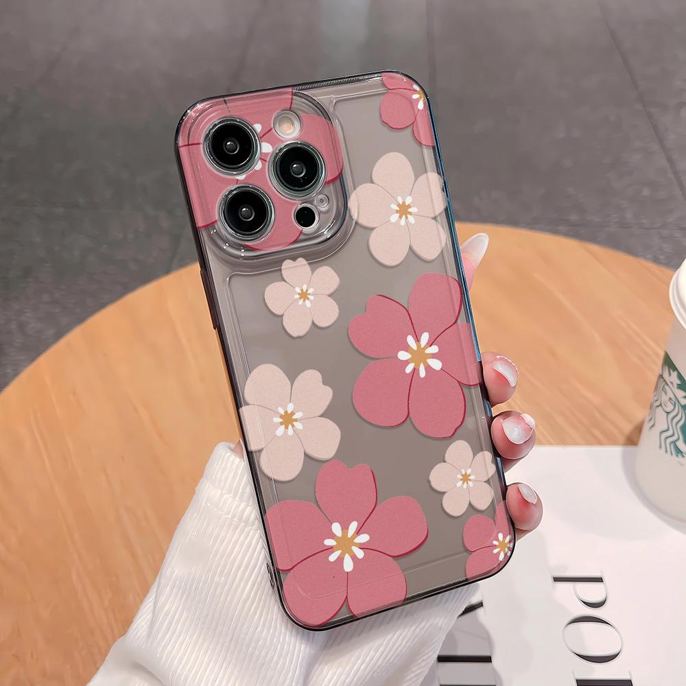 Милый цветочный принт с ромашками Прозрачный чехол для телефона для iPhone 17 16 15 14 13 12 11 Pro Max Мягкий ТПУ Ударопрочный Защитный чехол