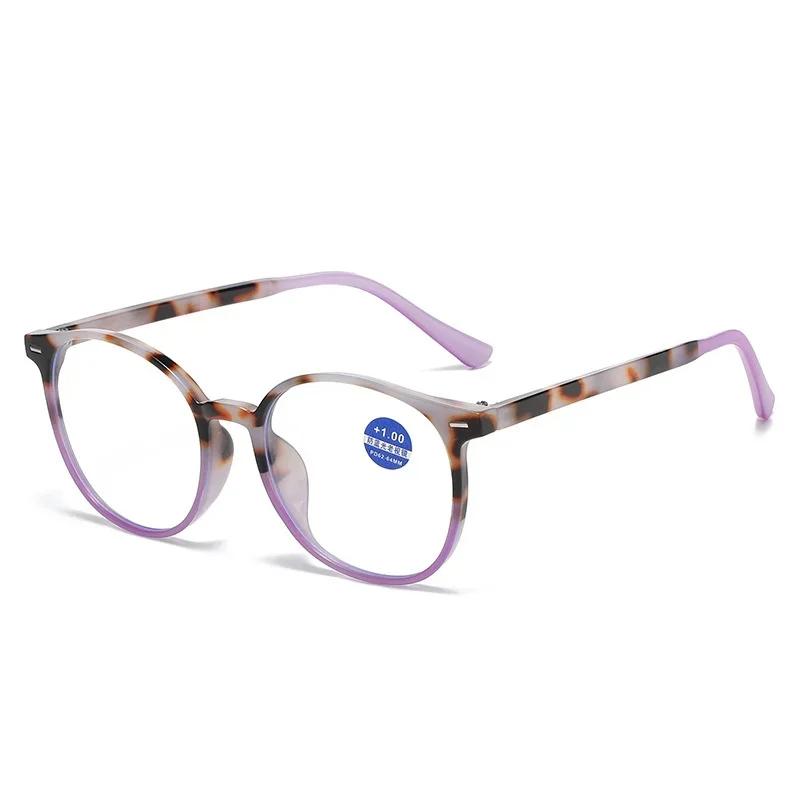 Портативные очки для чтения с круглой оправой и защитой от синего света. Очки для чтения с высоким разрешением и защитой глаз от пресбиопии от 0 до +4,0