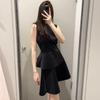 Deconstructed Hepburn Style Little Black Dress with Sleeveless Top - 2025 Spring Women's Slim Skirt