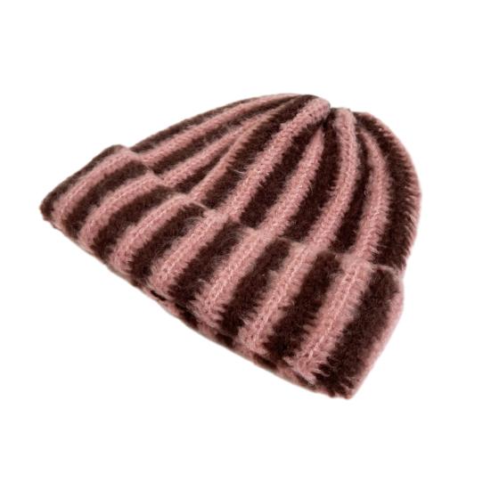 Зимняя вязаная шапка пэчворк цветная в полоску принт мягкая на ощупь дышащая без полей шапка для активного отдыха шапка-пуловер