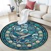 Ocean Wildlife Glass Round Area Rug Under Office Chairs Bedroom Living Room Home Decor