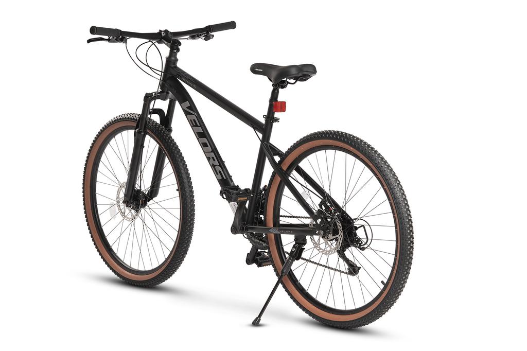 Velors 27.5 Inch Mountain Bike, 21-Speed, Double Disc Brakes, 100mm Suspension Fork, Double-Wall Rims, 160-175 cm - Black-Grey (85% pre-assembled)