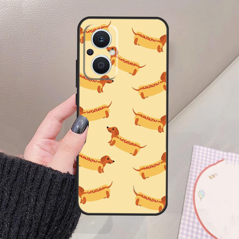 Мультяшная такса Сосисочная собака Чехол Для OPPO Reno 12 14 13 11 10 Pro 11F 12F 13F 14F 7 8 Lite Чехол OPPO Find X6 X5 X8 X9 Pro