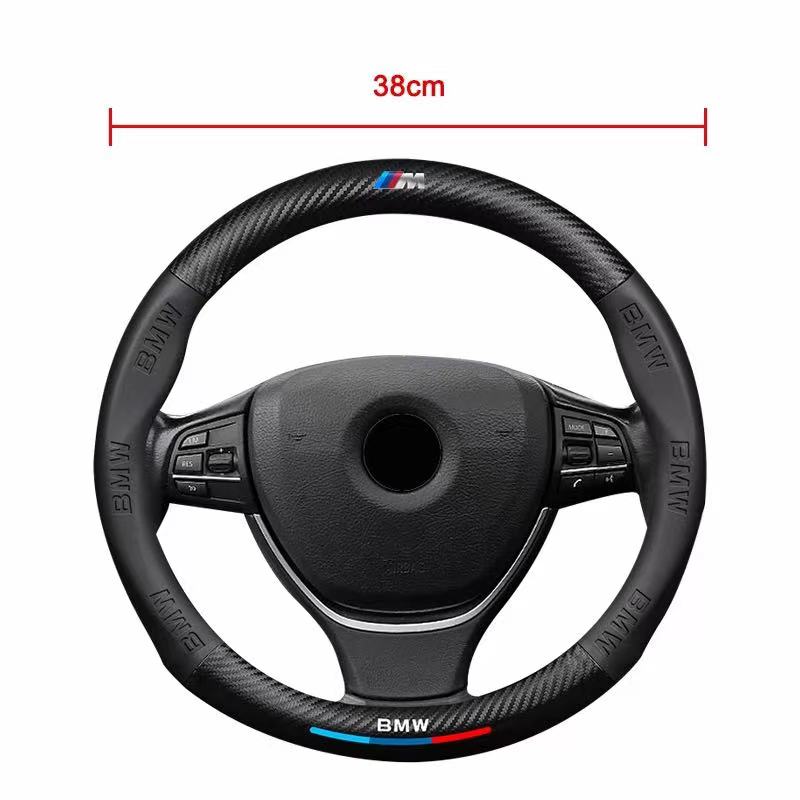 For BMW M Power M3 M4 M5 E39 E46 E60 E90 F01 F10 F15 F20 F30 X1 X3 X5 X7 Car Anti-slip 3D Embossing Leather Steering Wheel Cover gzdf57