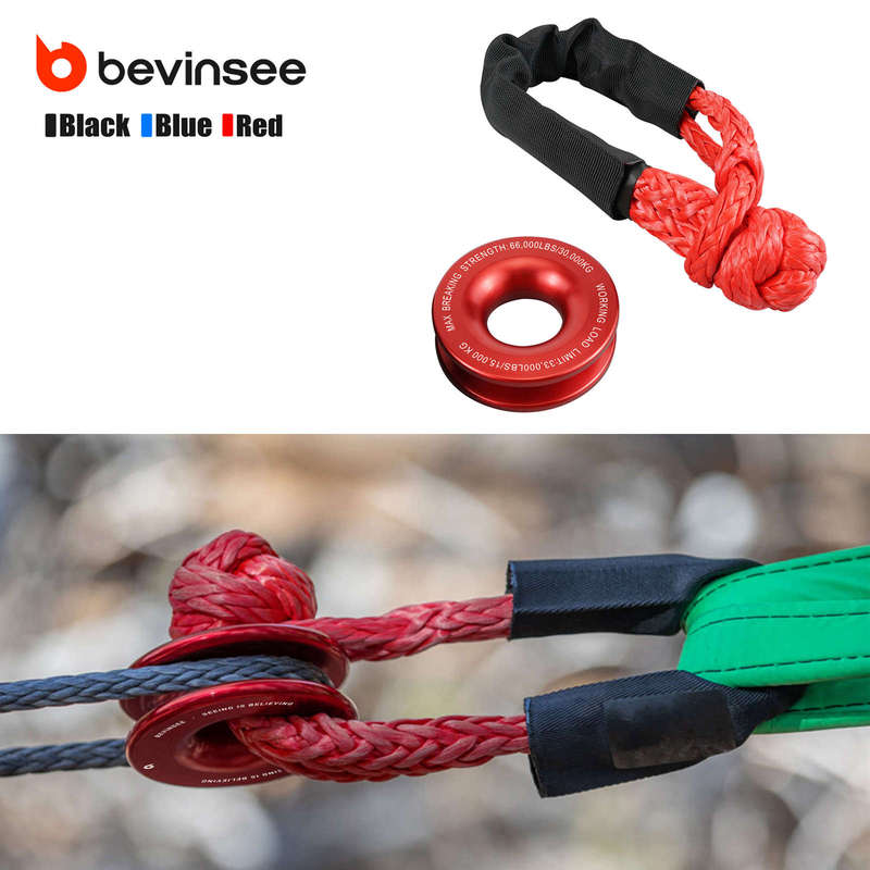 Heavy Duty Recovery Ring Snatch Block Pulley Soft Shackle Tow Winch Rope, fit for ATV, trailer, SUV, UTV, SXS, 4x4 and truck