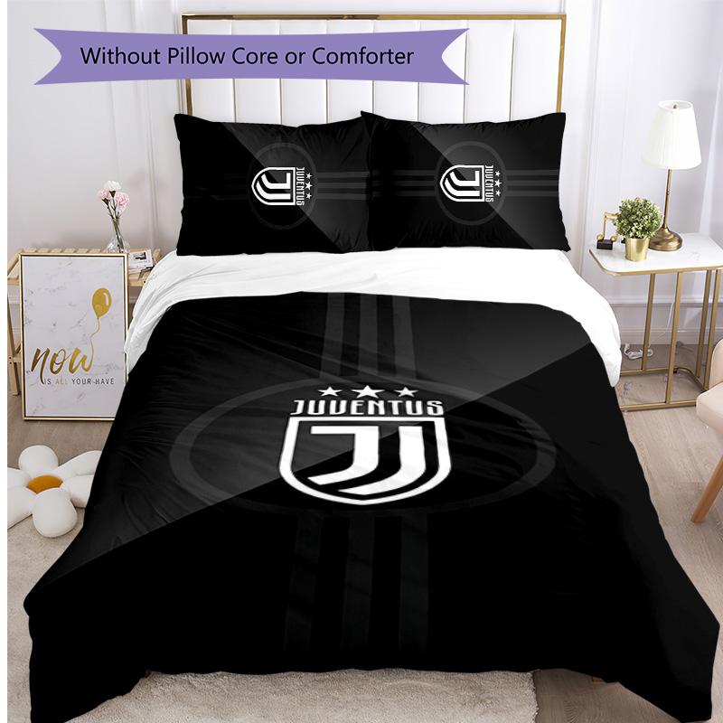Juventus FC С принтом 3 шт. Комплект постельного белья Мягкий, приятный для кожи, стирающийся Пододеяльник и Наволочки Комплект Для всех сезонов Спальня