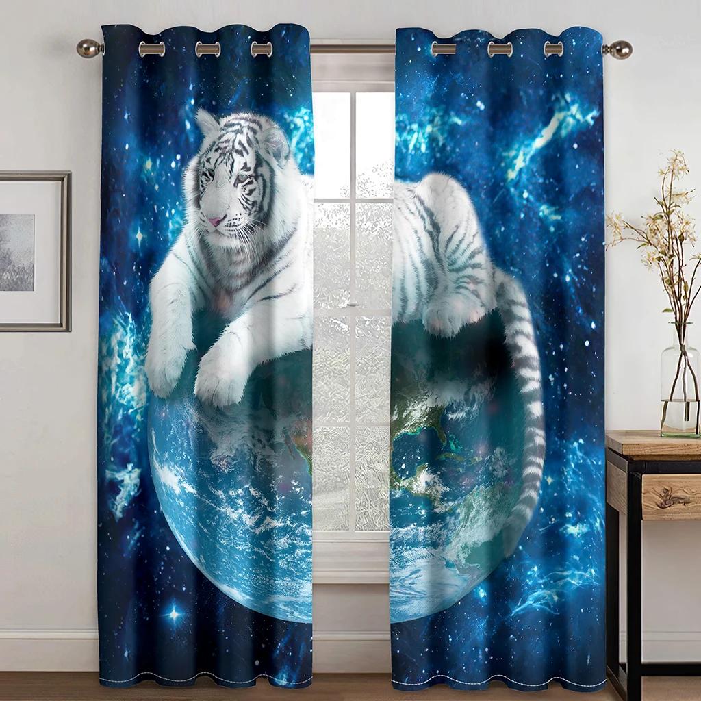 3D Печать Пара Любовь Современный Животный Волк Луна Ночью Драпировка Оконная Занавеска Спальня Декоративная Занавеска 2 Панели для Гостиной