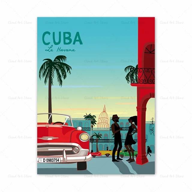 Vintage Miami California Canvas Painting Retro Travel Poster Tourist Scenery Wall Art for Living Room Decoration Home Decor