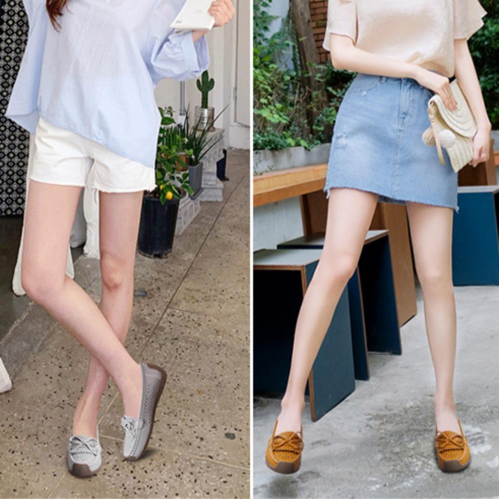 Spring Summer Shoes for Women Genuine Leather Casual Slip On Shoes Ladies Flats Shoes Plus Size