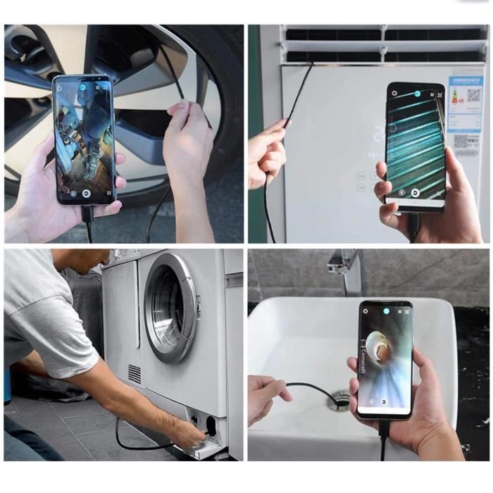 Retoo Caméra Endoscope HD Étanche Avec IP67 Et 6 LED, Endoscope Portable Micro USB Et Type C, Caméra D'inspection Tubulaire