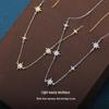 Opal Inlaid Sterling Silver Four-Pointed Star Tassel Necklace - Versatile Clavicle Chain Christmas Gift