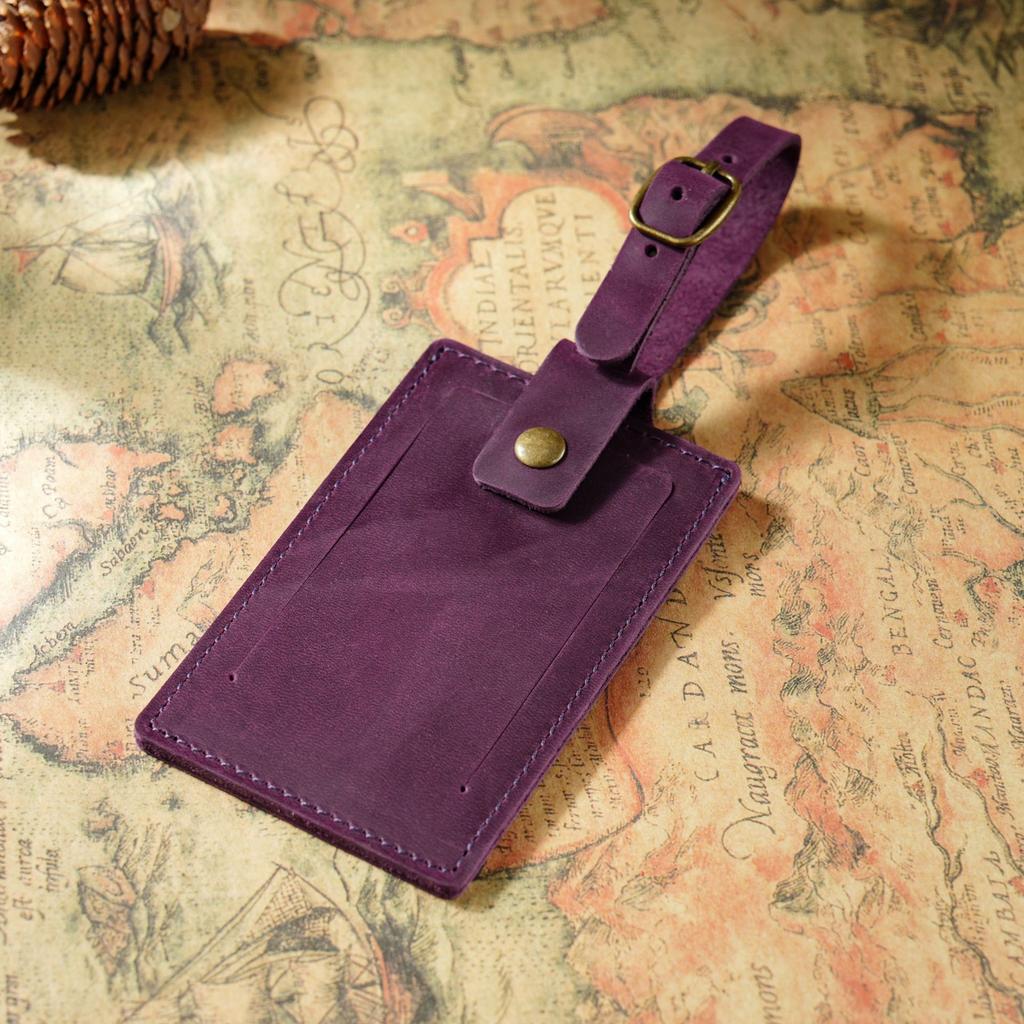 2025 Винтажная бирка для багажа из натуральной кожи Прямоугольная дорожная подвесная бирка Персонализированный держатель для посадочного талона для авиаперелетов/деловых поездок