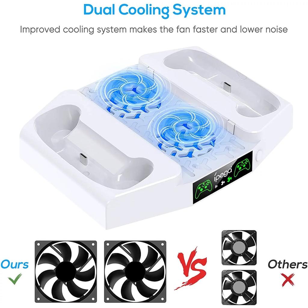 Охлаждающая подставка и зарядная станция для Xbox Series S с RGB-подсветкой, быстрой зарядкой с 2 аккумуляторами емкостью 1400 мАч, креплением для наушников