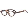 Small Frame Oval Nerd Glasses Female, Retro Tortoiseshell Glasses Frame Cat Eye Anti-Blue Flat Glasses